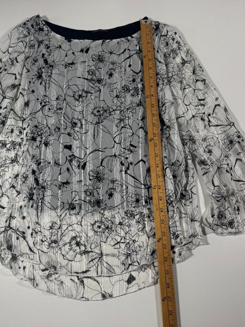 Mercer & Madison Sheer Floral Kimono Cardigan Black White Lightweight Boho Layer - Picture 5 of 9